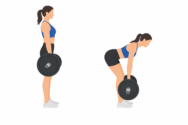 Illustration showing the start and end position of the Romanian deadlift