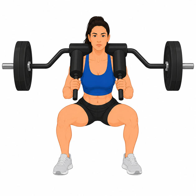 Illustration of a safety squat bar squat